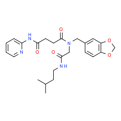 ChemSpider 2D Image | N-(1,3-Benzodioxol-5-ylmethyl)-N-{2-[(3-methylbutyl)amino]-2-oxoethyl}-N'-(2-pyridinyl)succinamide | C24H30N4O5