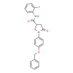 ChemSpider 2D Image | (3R)-1-[4-(Benzyloxy)phenyl]-N-(2-fluorophenyl)-5-oxo-3-pyrrolidinecarboxamide | C24H21FN2O3