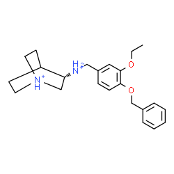 ChemSpider 2D Image | (3S)-3-{[4-(Benzyloxy)-3-ethoxybenzyl]ammonio}-1-azoniabicyclo[2.2.2]octane | C23H32N2O2
