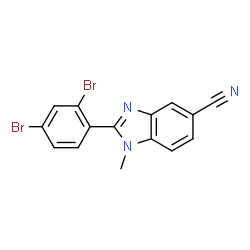 ChemSpider 2D Image | 2-(2,4-Dibromophenyl)-1-methyl-1H-benzimidazole-5-carbonitrile | C15H9Br2N3
