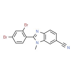 ChemSpider 2D Image | 2-(2,4-Dibromophenyl)-1-methyl-1H-benzimidazole-6-carbonitrile | C15H9Br2N3