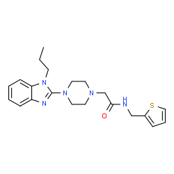 ChemSpider 2D Image | 2-[4-(1-Propyl-1H-benzimidazol-2-yl)-1-piperazinyl]-N-(2-thienylmethyl)acetamide | C21H27N5OS