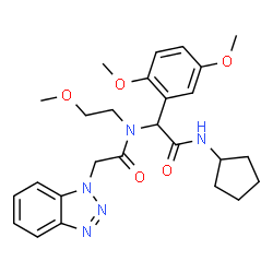 ChemSpider 2D Image | 2-(1H-Benzotriazol-1-yl)-N-[2-(cyclopentylamino)-1-(2,5-dimethoxyphenyl)-2-oxoethyl]-N-(2-methoxyethyl)acetamide | C26H33N5O5