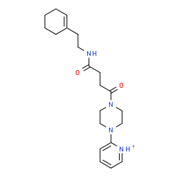 ChemSpider 2D Image | 2-[4-(4-{[2-(1-Cyclohexen-1-yl)ethyl]amino}-4-oxobutanoyl)-1-piperazinyl]pyridinium | C21H31N4O2
