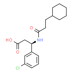 ChemSpider 2D Image | (3R)-3-(3-Chlorophenyl)-3-[(3-cyclohexylpropanoyl)amino]propanoic acid | C18H24ClNO3