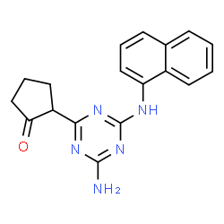 ChemSpider 2D Image | 2-[4-Amino-6-(1-naphthylamino)-1,3,5-triazin-2-yl]cyclopentanone | C18H17N5O