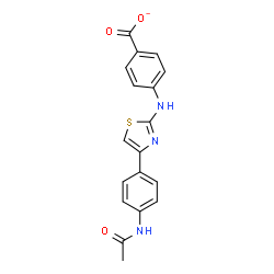 ChemSpider 2D Image | 4-{[4-(4-Acetamidophenyl)-1,3-thiazol-2-yl]amino}benzoate | C18H14N3O3S