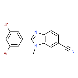 ChemSpider 2D Image | 2-(3,5-Dibromophenyl)-1-methyl-1H-benzimidazole-6-carbonitrile | C15H9Br2N3