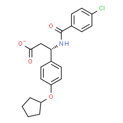 ChemSpider 2D Image | (3S)-3-[(4-Chlorobenzoyl)amino]-3-[4-(cyclopentyloxy)phenyl]propanoate | C21H21ClNO4
