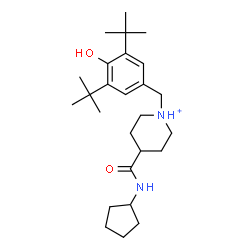 ChemSpider 2D Image | 4-(Cyclopentylcarbamoyl)-1-[4-hydroxy-3,5-bis(2-methyl-2-propanyl)benzyl]piperidinium | C26H43N2O2