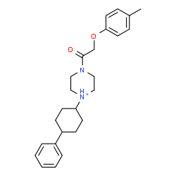 ChemSpider 2D Image | 4-[(4-Methylphenoxy)acetyl]-1-(4-phenylcyclohexyl)piperazin-1-ium | C25H33N2O2