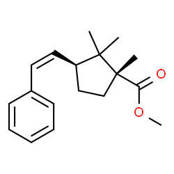 ChemSpider 2D Image | Methyl (1R,3S)-1,2,2-trimethyl-3-[(Z)-2-phenylvinyl]cyclopentanecarboxylate | C18H24O2