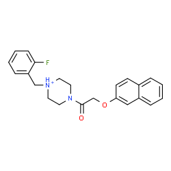 ChemSpider 2D Image | 1-(2-Fluorobenzyl)-4-[(2-naphthyloxy)acetyl]piperazin-1-ium | C23H24FN2O2