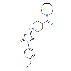 ChemSpider 2D Image | 4-(1-Azepanylcarbonyl)-1-[(3R)-1-(4-methoxyphenyl)-2,5-dioxo-3-pyrrolidinyl]piperidinium | C23H32N3O4