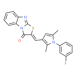 ChemSpider 2D Image | (2Z)-2-{[1-(3-Fluorophenyl)-2,5-dimethyl-1H-pyrrol-3-yl]methylene}[1,3]thiazolo[3,2-a]benzimidazol-3(2H)-one | C22H16FN3OS