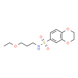 ChemSpider 2D Image | N-(3-Ethoxypropyl)-2,3-dihydro-1,4-benzodioxine-6-sulfonamide | C13H19NO5S