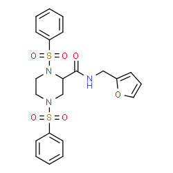 ChemSpider 2D Image | N-(2-Furylmethyl)-1,4-bis(phenylsulfonyl)-2-piperazinecarboxamide | C22H23N3O6S2
