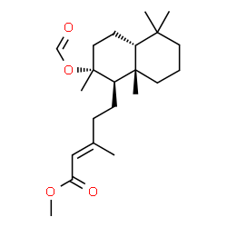 ChemSpider 2D Image | Methyl (2E)-5-[(1R,2R,4aR,8aS)-2-(formyloxy)-2,5,5,8a-tetramethyldecahydro-1-naphthalenyl]-3-methyl-2-pentenoate | C22H36O4