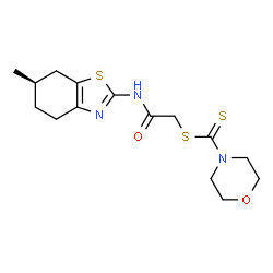 ChemSpider 2D Image | 2-{[(6R)-6-Methyl-4,5,6,7-tetrahydro-1,3-benzothiazol-2-yl]amino}-2-oxoethyl 4-morpholinecarbodithioate | C15H21N3O2S3