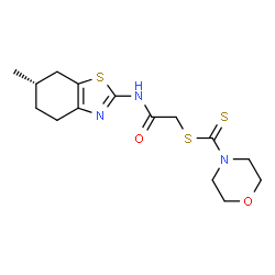 ChemSpider 2D Image | 2-{[(6S)-6-Methyl-4,5,6,7-tetrahydro-1,3-benzothiazol-2-yl]amino}-2-oxoethyl 4-morpholinecarbodithioate | C15H21N3O2S3