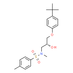 ChemSpider 2D Image | N-{(2R)-2-Hydroxy-3-[4-(2-methyl-2-propanyl)phenoxy]propyl}-N,4-dimethylbenzenesulfonamide | C21H29NO4S