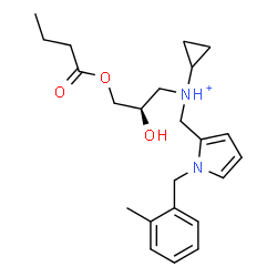 ChemSpider 2D Image | N-[(2R)-3-(Butyryloxy)-2-hydroxypropyl]-N-{[1-(2-methylbenzyl)-1H-pyrrol-2-yl]methyl}cyclopropanaminium | C23H33N2O3