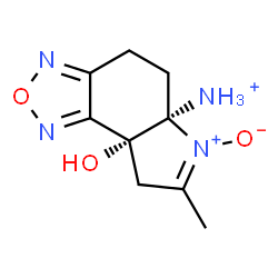 ChemSpider 2D Image | (5aR,8aR)-8a-Hydroxy-7-methyl-4,5,8,8a-tetrahydro-5aH-[1,2,5]oxadiazolo[3,4-e]indol-5a-aminium 6-oxide | C9H13N4O3