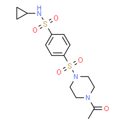 ChemSpider 2D Image | 4-(4-Acetyl-piperazine-1-sulfonyl)-N-cyclopropyl-benzenesulfonamide | C15H21N3O5S2