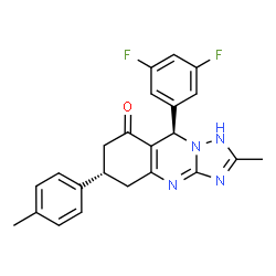ChemSpider 2D Image | (6S,9R)-9-(3,5-Difluorophenyl)-2-methyl-6-(4-methylphenyl)-5,6,7,9-tetrahydro[1,2,4]triazolo[5,1-b]quinazolin-8(1H)-one | C23H20F2N4O