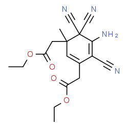 ChemSpider 2D Image | Diethyl 2,2'-(5-amino-4,4,6-tricyano-3-methyl-1,5-cyclohexadiene-1,3-diyl)diacetate | C18H20N4O4