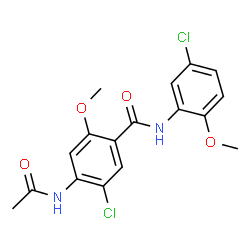 ChemSpider 2D Image | 4-Acetamido-5-chloro-N-(5-chloro-2-methoxyphenyl)-2-methoxybenzamide | C17H16Cl2N2O4