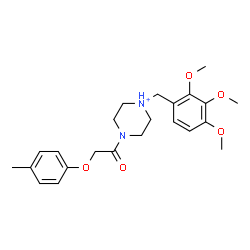 ChemSpider 2D Image | 4-[(4-Methylphenoxy)acetyl]-1-(2,3,4-trimethoxybenzyl)piperazin-1-ium | C23H31N2O5