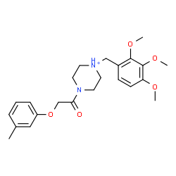 ChemSpider 2D Image | 4-[(3-Methylphenoxy)acetyl]-1-(2,3,4-trimethoxybenzyl)piperazin-1-ium | C23H31N2O5