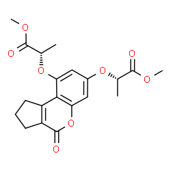 ChemSpider 2D Image | Dimethyl (2S,2'S)-2,2'-[(4-oxo-1,2,3,4-tetrahydrocyclopenta[c]chromene-7,9-diyl)bis(oxy)]dipropanoate | C20H22O8