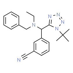 ChemSpider 2D Image | 3-[(Benzyl-ethyl-amino)-(1-tert-butyl-1H-tetrazol-5-yl)-methyl]-benzonitrile | C22H26N6