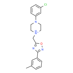ChemSpider 2D Image | 4-(3-Chlorophenyl)-1-{[3-(3-methylphenyl)-1,2,4-oxadiazol-5-yl]methyl}piperazin-1-ium | C20H22ClN4O