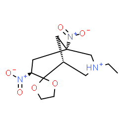 ChemSpider 2D Image | (1R,3S,5S)-7-Ethyl-3,5-dinitrospiro[7-azoniabicyclo[3.3.1]nonane-2,2'-[1,3]dioxolane] | C12H20N3O6