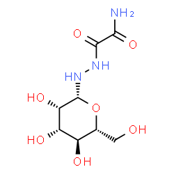 ChemSpider 2D Image | 2-Oxo-2-{2-[(2R,3S,4S,5S,6R)-3,4,5-trihydroxy-6-(hydroxymethyl)tetrahydro-2H-pyran-2-yl]hydrazino}acetamide | C8H15N3O7