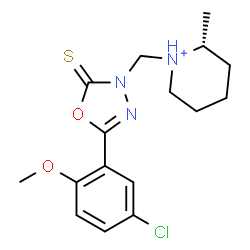 ChemSpider 2D Image | (2R)-1-{[5-(5-Chloro-2-methoxyphenyl)-2-thioxo-1,3,4-oxadiazol-3(2H)-yl]methyl}-2-methylpiperidinium | C16H21ClN3O2S