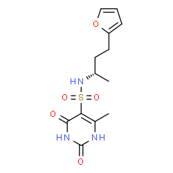 ChemSpider 2D Image | N-[(2S)-4-(2-Furyl)-2-butanyl]-6-methyl-2,4-dioxo-1,2,3,4-tetrahydro-5-pyrimidinesulfonamide | C13H17N3O5S