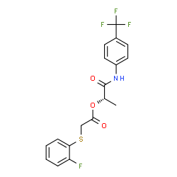 ChemSpider 2D Image | (2S)-1-Oxo-1-{[4-(trifluoromethyl)phenyl]amino}-2-propanyl [(2-fluorophenyl)sulfanyl]acetate | C18H15F4NO3S