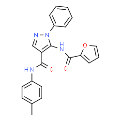 ChemSpider 2D Image | 5-(FURAN-2-AMIDO)-N-(4-METHYLPHENYL)-1-PHENYLPYRAZOLE-4-CARBOXAMIDE | C22H18N4O3