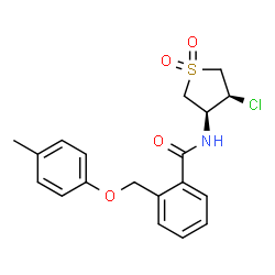 ChemSpider 2D Image | N-[(3S,4S)-4-Chloro-1,1-dioxidotetrahydro-3-thiophenyl]-2-[(4-methylphenoxy)methyl]benzamide | C19H20ClNO4S