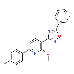 ChemSpider 2D Image | 2-Methoxy-3-(5-pyridin-3-yl-[1,2,4]oxadiazol-3-yl)-6-p-tolyl-pyridine | C20H16N4O2