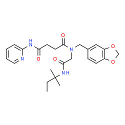 ChemSpider 2D Image | N-(1,3-Benzodioxol-5-ylmethyl)-N-{2-[(2-methyl-2-butanyl)amino]-2-oxoethyl}-N'-(2-pyridinyl)succinamide | C24H30N4O5