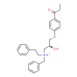 ChemSpider 2D Image | (2S)-N-Benzyl-2-hydroxy-N-(2-phenylethyl)-3-(4-propionylphenoxy)-1-propanaminium | C27H32NO3