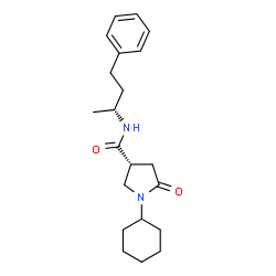 ChemSpider 2D Image | (3R)-1-Cyclohexyl-5-oxo-N-[(2R)-4-phenyl-2-butanyl]-3-pyrrolidinecarboxamide | C21H30N2O2