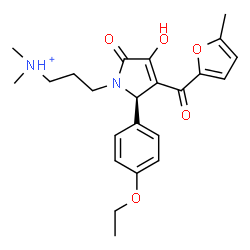 ChemSpider 2D Image | 3-[(2R)-2-(4-Ethoxyphenyl)-4-hydroxy-3-(5-methyl-2-furoyl)-5-oxo-2,5-dihydro-1H-pyrrol-1-yl]-N,N-dimethyl-1-propanaminium | C23H29N2O5