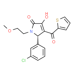 ChemSpider 2D Image | (5S)-5-(3-Chlorophenyl)-3-hydroxy-1-(2-methoxyethyl)-4-(2-thienylcarbonyl)-1,5-dihydro-2H-pyrrol-2-one | C18H16ClNO4S
