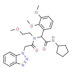 ChemSpider 2D Image | 2-(1H-Benzotriazol-1-yl)-N-[2-(cyclopentylamino)-1-(2,3-dimethoxyphenyl)-2-oxoethyl]-N-(2-methoxyethyl)acetamide | C26H33N5O5